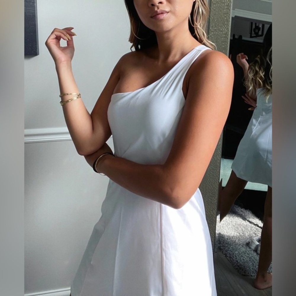 New Outdoor Voices White Workout Exercise One Shoulder Mini Dress Size XL - Picture 6 of 6